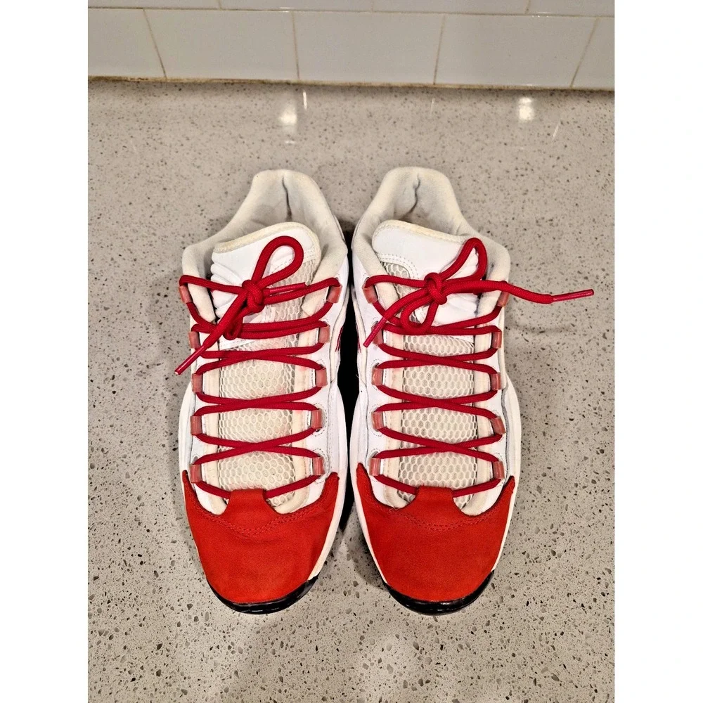Reebok Question Low White Red Ice Size 9.5 Mens Suede Tip